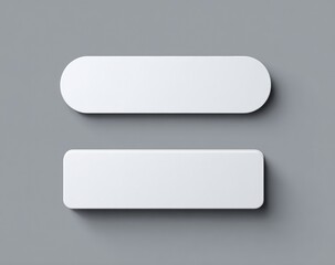 Two overlapping, white, rectangular,  button-like shapes on a gray background