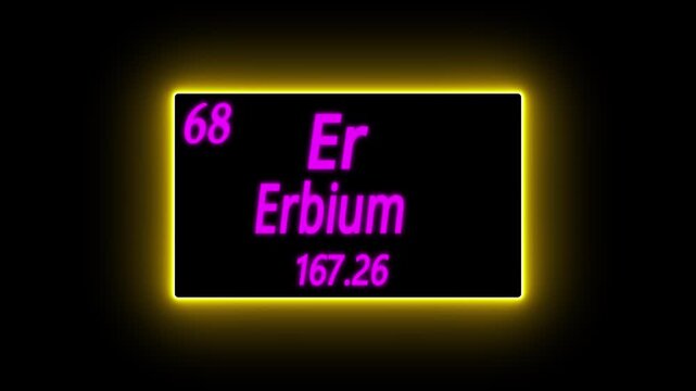 Neon erbium element icon, Periodic table element Erbium icon. Element of the periodic table of the Mendeleev system icon animation.