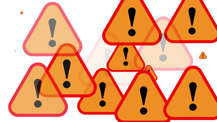Exclamation Mark Warning Signs On White Background