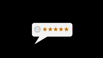 Five Star Rating in Speech Bubble on Black Background