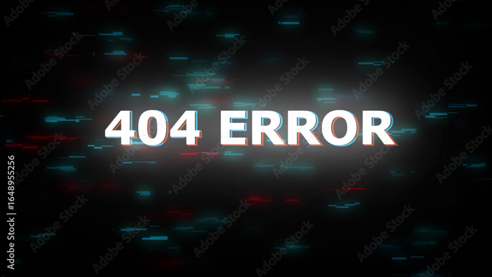 Poster glitchy 404 error message with digital noise technology