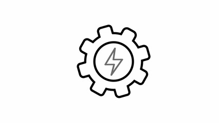Gear with lightning bolt icon on white background cogwheel