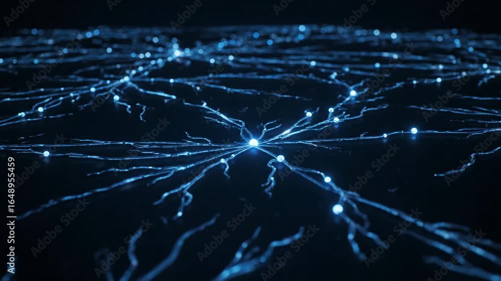 Poster abstract neural network connections - a digital video of a neural network, showcasing glowing blue n