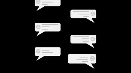 Multiple Chat Bubbles with User Icons on Black Background
