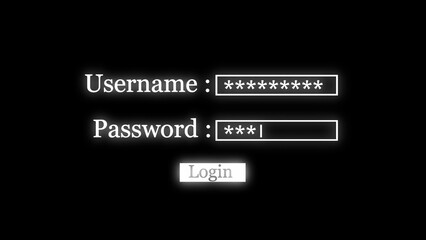Neon Glow Login Screen with Username and Password Fields