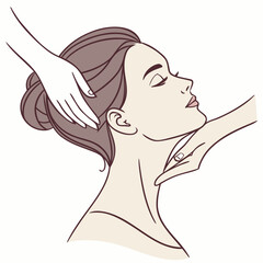 Woman receiving gentle neck massage hands