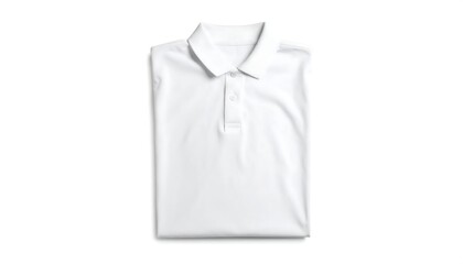 Folded White Polo Shirt on White Background, Minimalist Apparel Mockup