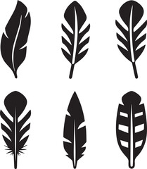 set of feathers silhouette vector
