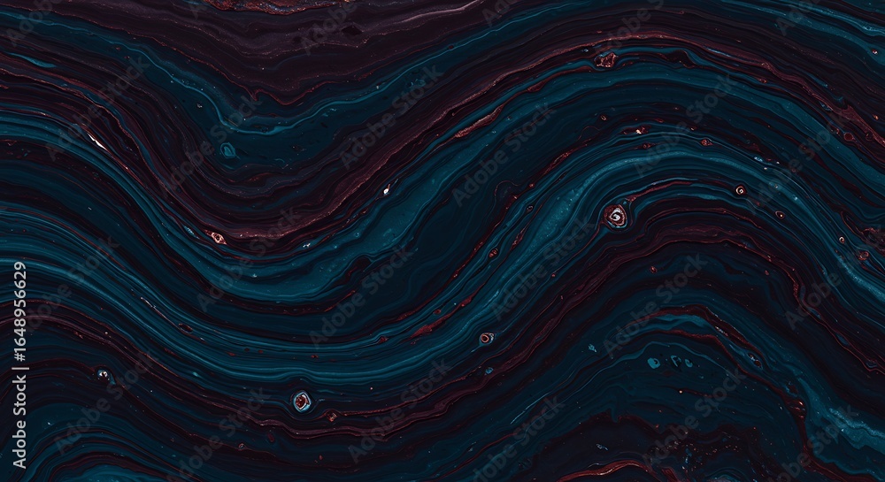 Aufkleber dynamic abstract background of dark fluid art with flowing waves of deep blue and maroon, creating a