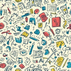 seamless pattern with school accessories