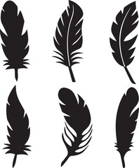 set of feathers silhouette vector