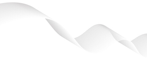 Flowing dots particles wave pattern halftone gradient curve shape isolated on white background.