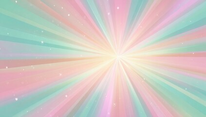 Pastel radial burst background with soft light rays and tiny specks