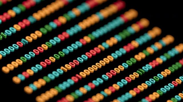 Colorful digital binary code pattern with vibrant binary digits