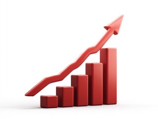 Red bar graph with upward trend