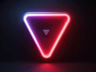 Neon triangle symbol with glowing outline