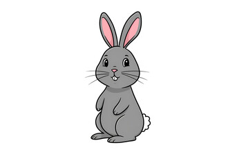 Fototapeta premium Grey Rabbit Illustration Cute Bunny Sitting on transparent background