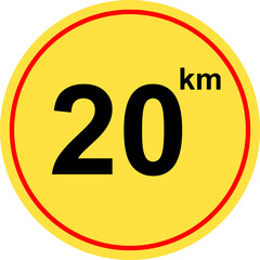 Maximum speed limit sign vector 20 km