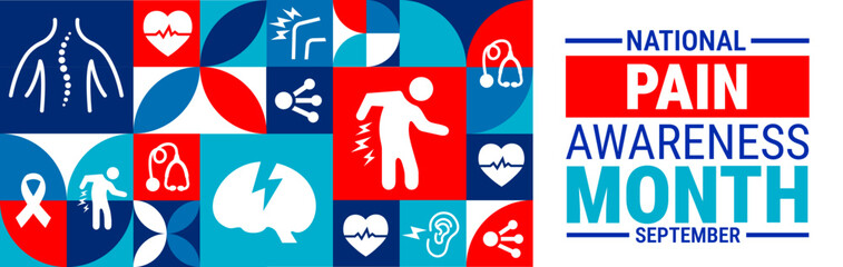 national Pain Awareness Month Geometric shape pattern background, banner, card or poster design template is observed every year during September, to raise awareness about the mission. Vector
