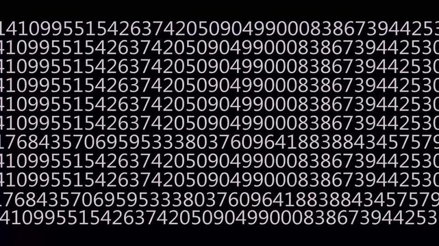 Binary Code Digital Data Background, A pattern of binary code in White on a black background, representing digital data and computing.