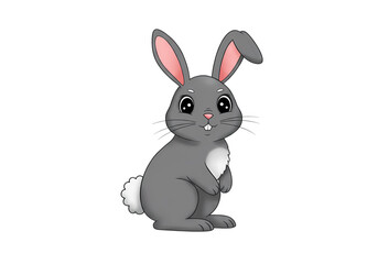 Fototapeta premium Cute Gray Rabbit Illustration Easter Bunny Pet Rabbit Cartoon Hare on transparent background