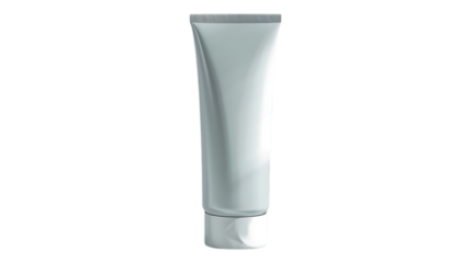 White cosmetic cream tube product mockup for skincare or beauty packaging and product photography use on transparent background