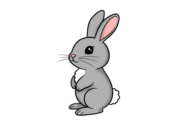 Obraz premium Cute Gray Rabbit Illustration Perfect for Childrens Books Easter Designs and Springtime Projects on transparent background