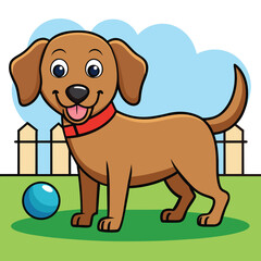 Happy Brown Labrador Dog Vector – Flat Bold Cartoon Illustration