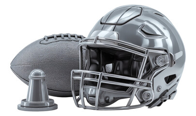 Fototapeta premium Detailed Isolated Set of American Football Helmet, Ball, and Goal Post on Transparent Background