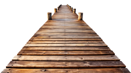 Rustic Wooden Dock Path Isolated on White Background – Transparent PNG, AI Generated