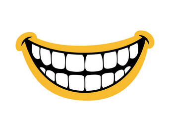 Cartoon Grinning Mouth Graphic Design Element for Happiness Smiles and Positive Emotions on transparent background
