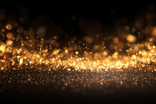 Golden sparkle celebration backdrop with radiant particles, perfect for birthday festivities and special events in a vibrant atmosphere, ideal for promotional materials and invitations