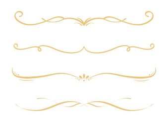 Set of Vintage decorative golden lines. text dividers. Gold line border. Lines separators, Borders, Vintage dividers, Underline elements. Vector illustration