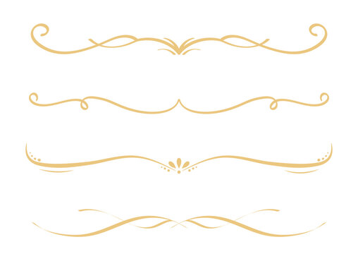 Set of Vintage decorative golden lines. text dividers. Gold line border. Lines separators, Borders, Vintage dividers, Underline elements. Vector illustration