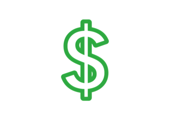 Pixel Art Green US Dollar Sign Financial Symbol for Licensing on transparent background