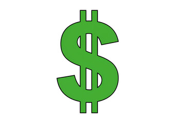 Obraz premium Green Dollar Sign Symbol on transparent background