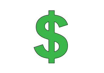 Fototapeta premium Green Dollar Sign Financial Symbol Currency Icon Money Concept on transparent background