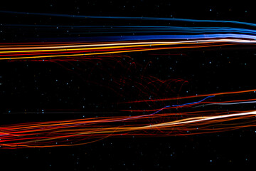 Obraz premium Australian Road Trains Light Painting. Stunning 4K Long Exposure Night Photography and Vibrant Abstract Digital Art Created from Truck Lights in Byron Bay, Australia, Perfect for Modern Wall Decor