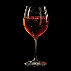 Sparkling beverage in glass on table, isolated background, ads, party, toast