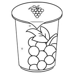 sealed cup grape juice drink illustration hand drawn outline vector
