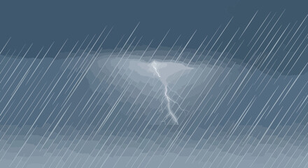 Obraz premium Electric Storm With Heavy Rainfall Creating Dramatic And Weather Effects