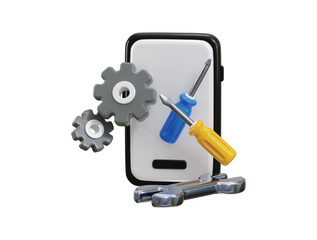 Smartphone repair service icon 3d render concept of Fast professional phone repair replacement of original parts of branded gadgets recovery icon vector illustration