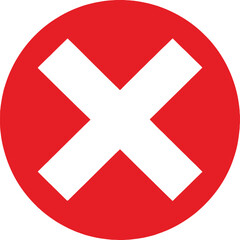 Fototapeta premium Red Circle with White Cross Mark Icon Symbol Sign Element Isolated