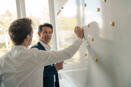 Mature businessman sharing his knowledge with younger colleague
