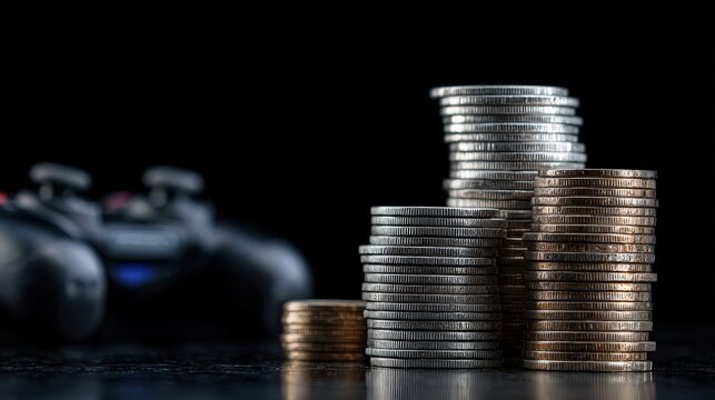 Game Controller Beside Stacked Coins: Gamification and Financial Investment