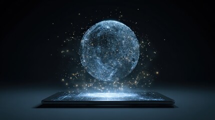 Futuristic Globe Hologram. Digital Technology Earth Projection.