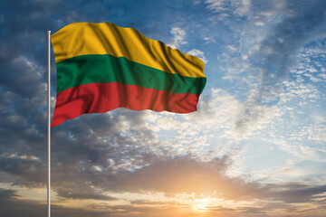 Waving National flag of Lithuania