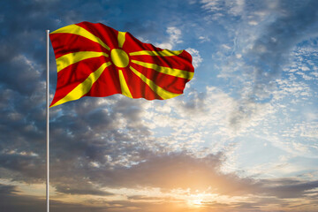 Waving National flag of Macedonia