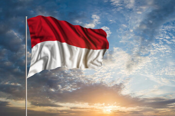 Waving National flag of Monaco