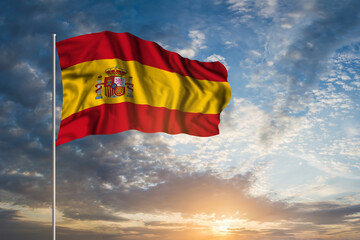 Waving National flag of Spain
